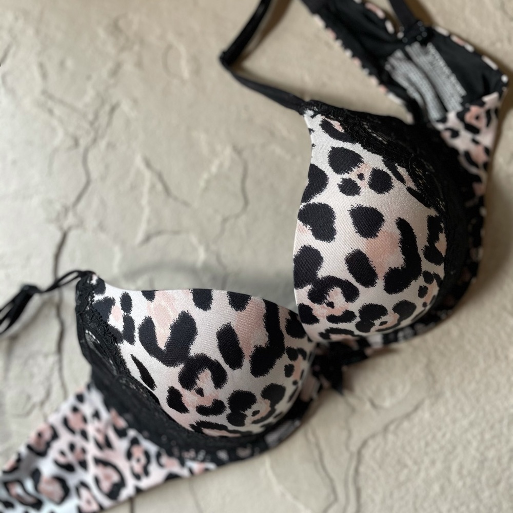 Victoria's Secret Leopard Print Bra with Black Lace